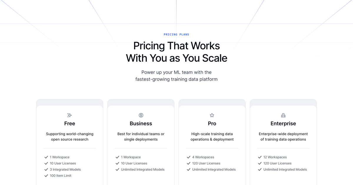V7 Pricing Training Data Platform